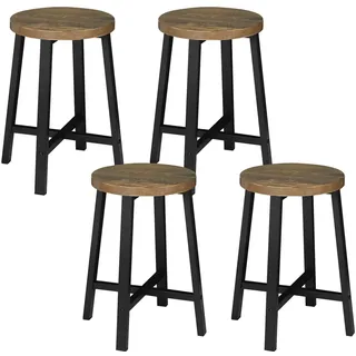 WOLTU Esszimmerstühle 4er Set, Küchenstuhl, Esszimmerhocker, Küchenhocker, Hocker mit Metallbeinen, im Industrial Design, Vintage-Holzmaserung Schwarz