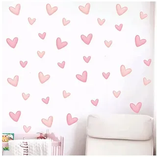 Montegoni Wandsticker Kinder Wandsticker,Selbstklebende (60 Stück weiche rosa große kleine Herzform Wandaufkleber), Deko Kindergarten Home Dekoration,wandtattoo für Mädchenzimmer