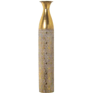DRW Vase aus Metall in Gold und Weiß 14 x 80 cm