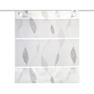Clever-Kauf-24 Gardine Magnetrollo Paolo stein, Ösen, halbtransparent grau|weiß 70 cm x 210 cm