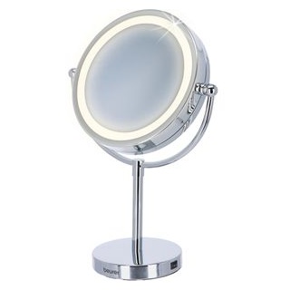 Beurer Kosmetikspiegel BS 69, Ø 17 cm, mit Standfuß, Vergrößerung 5fach, LED beleuchtet