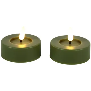 Countryfield LED-Kerze (Set, 2-tlg), Teelicht grün XL 6/18h Timer grün