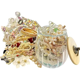 Mystery Jewelry Str66 Schmuckdose, Vintage-Schmuckschatulle, Überraschungsbox für Frauen, Vintage-Hippie-Boho-Stil, Ringe, Halsketten, Armbänder, Ohrringe, Haarspangen-Set