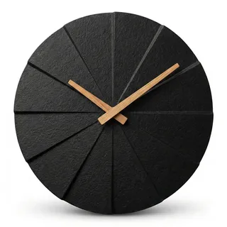 Driini Moderne Wanduhr im Treppenstil, einzigartig, 26,7 cm Rahmenloses Beton-Design, Moderne minimalistische Dekoration, ohne Zahlen, geräuschlose batteriebetriebene Uhr mit dekorativen Holzzeigern