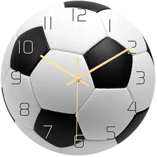 WINOMO Wand Fußball Uhr Fußball Wanduhr Sport Fußball Ball Druck Runde Acryl Wanduhr Schweigen Nicht Tickt Kunst Malerei für Kinder Schlafzimmer Wohnzimmer Büro Schule Wohnkultur Keine