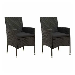 vidaXL Gartenstuhl 60 x 60 x 88 cm schwarz 2 St.