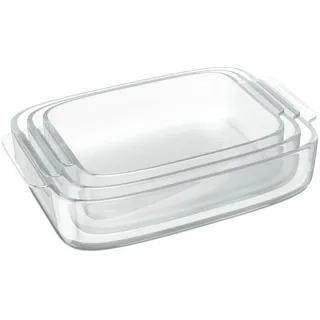 Relaxdays Auflaufform 3er Set 38 x 25 x 6,5 cm Transparent