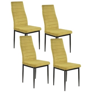 HTI-Living Esszimmerstuhl Stuhl Memphis Velvet Curry (Set, 4 St), Esszimmerstuhl Samtbezug Metallgestell Vierfuß gelb
