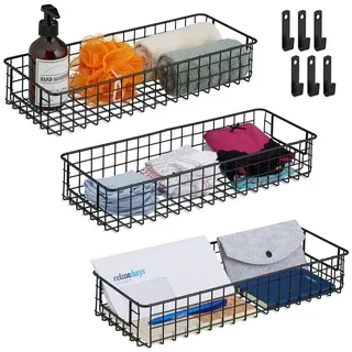 Relaxdays Drahtkorb Aufbewahrungskorb 3er Set  schwarz