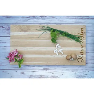 Schneidebrett XXL mit Namen Gravur | 54 x 29 cm groß | Holz: Eiche Massiv | Holzbrett groß mit Lasergravur | Continenta 4009