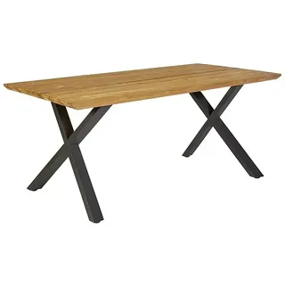 Sunfun Gartentisch  (L x B x H: 180 x 90 x 75 cm, Edelstahl, Teak, Natur/Anthrazit, Schweizer Kante/X-Fuß)