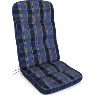 Herlag Hochlehnerauflage Tilly 123x50x9cm Blau-Kariert Fleckschutz extra weich - Blau
