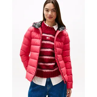 Tommy Hilfiger TOMMY JEANS Damen TJW SLIM HOOD PRNT DOWN JCKT EXT DW0DW21617, Rot, S, Rot (Vintage Cerise), S - S