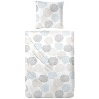 Carpe Sonno Bettwäsche Seersucker 135 x 200 155 x 220 Blau Grau Sommer Bettwäsche Baumwolle, Seersucker, 2 teilig, OEKO-TEX Bettbezug bügelfrei Punkte Muster 155x220 blau
