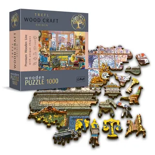 Trefl 20175 Wood Craft 1000 Teile, Unregelmäßige Formen, 100 Figuren, Modernes Premium Puzzlespiel, DIY, für Erwachsene und Kinder ab 12 Jahren Holzpuzzle Hochelement, Holz Puzzles: Antikladen