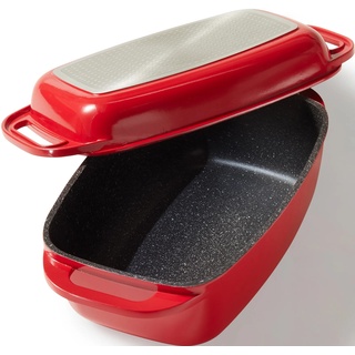 Bräter STONELINE Töpfe rot Bräter Topf Induktion, 5,6 Liter