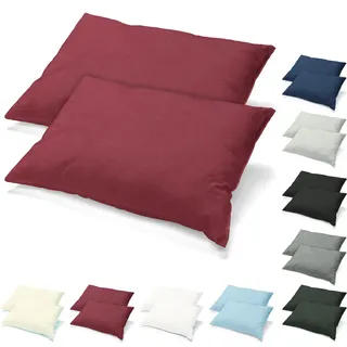 CelinaTex Active Kopfkissen Bezug Doppelpack Set 40x80 Bordeaux rot Baumwolle Jersey Nackenkissen Kissenhülle 5001535