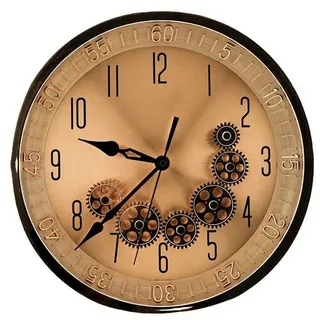 Sunay Wanduhr ø35x6 cm mit Zahnrädern - Industrial-Optik (analog, ø35 cm) rosa