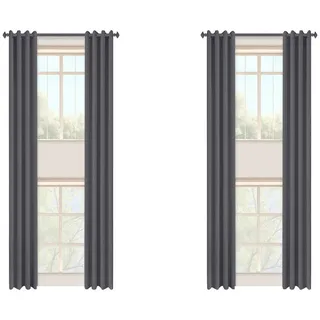 Jibenhome Gardine Extra lang Verdunkelungsvorhang Blickdicht Vorhang mit Ösen, (1 St), Thermo 2 Stroy Fenster hohe Zimmer Vorhänge, 132x365cm/132x548cm grau 132 cm x 365 cm