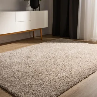 benuta Basic Hochflorteppich Teppich Wohnzimmer Sohari - Beige 240x340 cm - Minimalistischer Look - Weich & Waschbar - Für Schlafzimmer, Flur oder Esszimmer - Geeignet für Fußbodenheizung