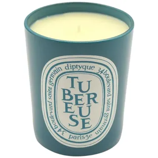Diptyque Tubereuse Limited Edition blaue Kerze, 190 g, luxuriöser Duft in einem faszinierenden blauen Glasgefäß