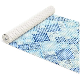 Schaum-Badematte Badteppich Weichschaum Badematte Schaum Karo Badvorleger blau Breite ANRO, Höhe 5 mm, strapazierfähig, Drainage Effekt, Rillen, wasserdurchlässig, rutschhemmend, pflegeleicht, Weich, Rutschfest, Rutschhemmend, Schnelltrockend, mit Drainagelöchern, Modern, Praktisch, Kunststoff, Rechteckig, Geprägt blau Rechteckig - 65 cm x 140 cm x 5 mm