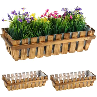 Relaxdays Blumenkasten 45 x 19,5 x 12 cm Natur
