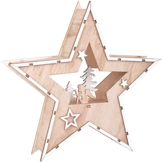 Deko Stern Holzstern 24cm Stern mit Engel Motiv 7 Weihnachtsstern Fensterdeko