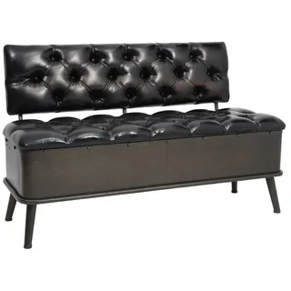 furnicato Truhenbank Aufbewahrungsbank Vintage Schwarz 110 x 52 x 75 cm, Gepolsterte Sitzbank mit Kunstlederbezug und Stauraum für den Flur schwarz 110 cm x 75 cm