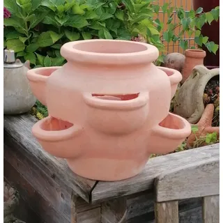 NEU !! Erdbeertopf/Kräutertopf aus rötlichen Terracotta ca. 28 cm hoch Blumentopf Blumenkübel Garten Terracotta Deko Kräuterspirale Sukkulenten