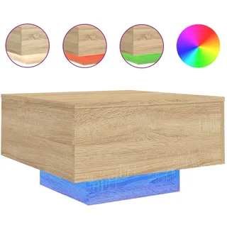 vidaXL Couchtisch mit LED-Leuchten Mehrfarbig Eiche 55 x 55 x 31 cm
