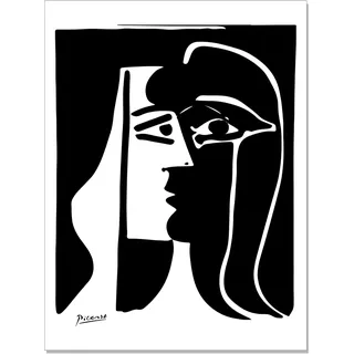 Thyrhntr Pablo Picasso Gemälde – Der Kuss Poster – Schwarz-Weiß-Bild, Leinwand, Wandkunst, minimalistisch, abstrakt, modern, Heimdekoration, Poster, ungerahmt (Der Kuss, 30 x 40 cm)