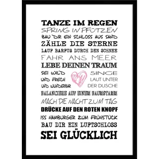 artissimo, Spruch-Bild gerahmt, 51x71cm, PE6001-ER, Tanze im Regen, Bild, Spruch-Poster mit Rahmen