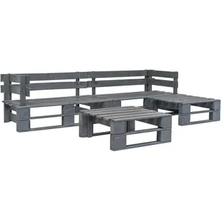 4-tlg. Garten-sofagarnitur Aus Paletten Holz Grau - Vidaxl