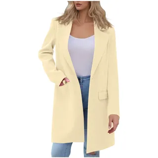BFSWL Damen Blazer Lang – Blazer Damen Elegant Lang – Lässig Langarm Longblazer – Lockere Einfarbig Blazerjacke – Herbst Open Front Anzugjacke - XXL
