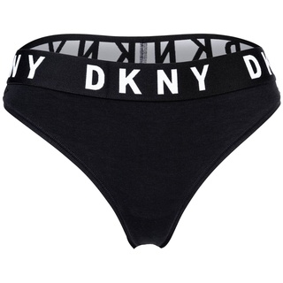 DKNY Damen String - Tanga, Cotton Modal Stretch, Logobund, einfarbig Schwarz L