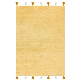 BELIANI Kinderteppich Gelb Baumwolle 140 x 200 cm Rechteckig mit Quasten Maschinenwaschbar für Kinderzimmer - Gelb/Weiß