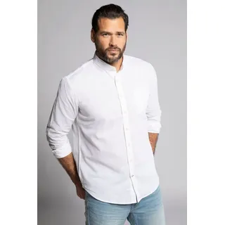JP1880 Businesshemd Hemd Langarm Leinenmix Stehkragen Modern Fit weiß 2XL Tall