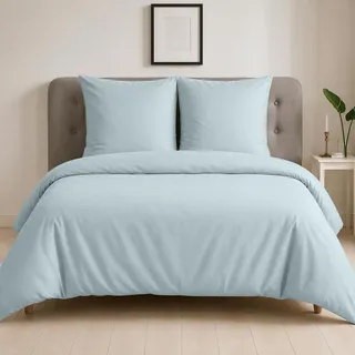 Traumschlaf Uni Feinbiber Bettwäsche Kissenbezug einzeln 80x80 cm | hellblau - blau