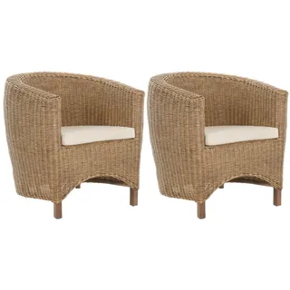 Krines Home Loungesessel Set/2 Rattan-Sessel Club/Wohnzimmersessel Clubsessel/Rattansessel, Lounge braun