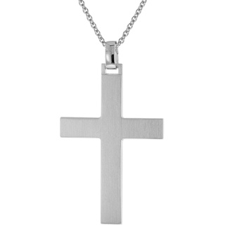 trendor 51938 Herren-Halskette mit Kreuz 925 Silber Matt, 50 cm