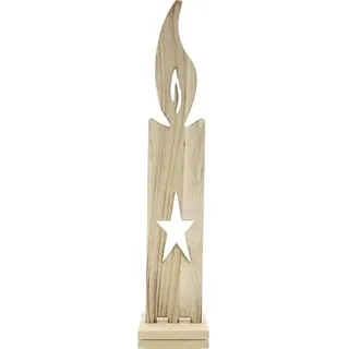 Riffelmacher Weihnachtsdeko Riesen-Aufsteller Kerze Natur 71 cm - Holz