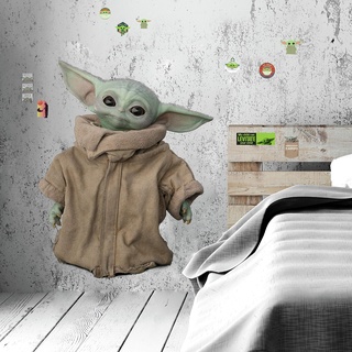 RoomMates RMK4456GM The Mandalorian: Baby Yoda Grogu | The Child Giant Wandaufkleber zum Abziehen und Aufkleben, Grün, Hellbraun, riesiger Wandaufkleber, 60,2 cm, 77,2 cm
