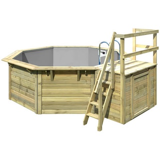 Karibu Gartenpool-Set »Modell 1« inkl. Terrasse - grau - Edelstahl - grau