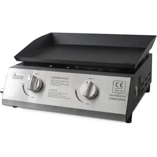 Activa Camping-Gasgrill Plancha 2 Brenner je 2,1 KW (4,2 KW) schwarz