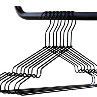 rod & knot Design Kleiderbügel Metall Schwarz – 8 Stück, platzsparende Drahtbügel für Kleiderschrank & Garderobe