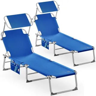 CASARIA Sonnenliege 2er-Set 200 x 60 x 30 cm Blau