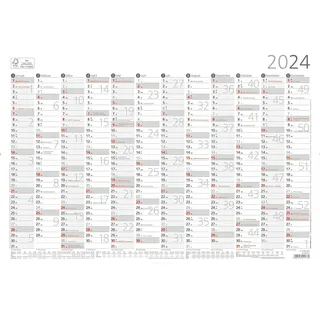 Plakatkalender 12 Monate 2024 - 42x29,7 cm - gerollt - mit Arbeitstage- und Wochenzählung - Posterkalender - Jahresplaner - 939-6111