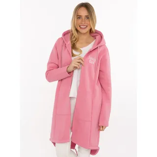 Zwillingsherz Kurzmantel "Sunday Club", Damen, Gr. XL, pink (old rose), Sweatware, Obermaterial: 50% Baumwolle, 50% Polyester, ca. Mitte Oberschenkel, Mäntel Kurzmantel, mit Stickerei, Taschen und Reißverschluss