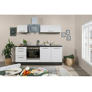 Respekta Premium Küchenzeile RP210EWCBO  (Breite: 210 cm, Weiß, Mit Elektrogeräten)